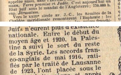 Le Larousse de 1925 dit que la Palestine est un Etat juif de 770.000 habitants