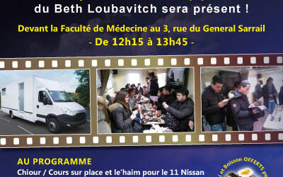le car des étudiants du Beth Loubavitch devant fac de médecine de Créteil