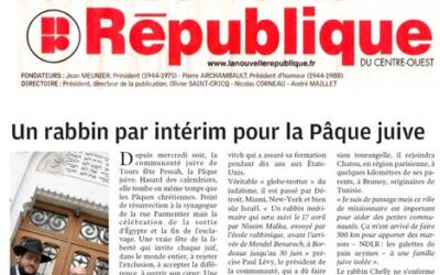 Paru dans la presse : "Un rabbin par intérim pour la Pâque juive"